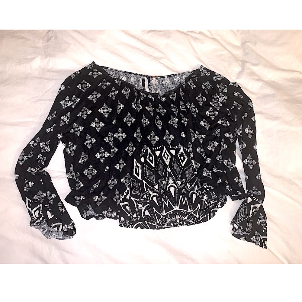 Free People black and white pattern top